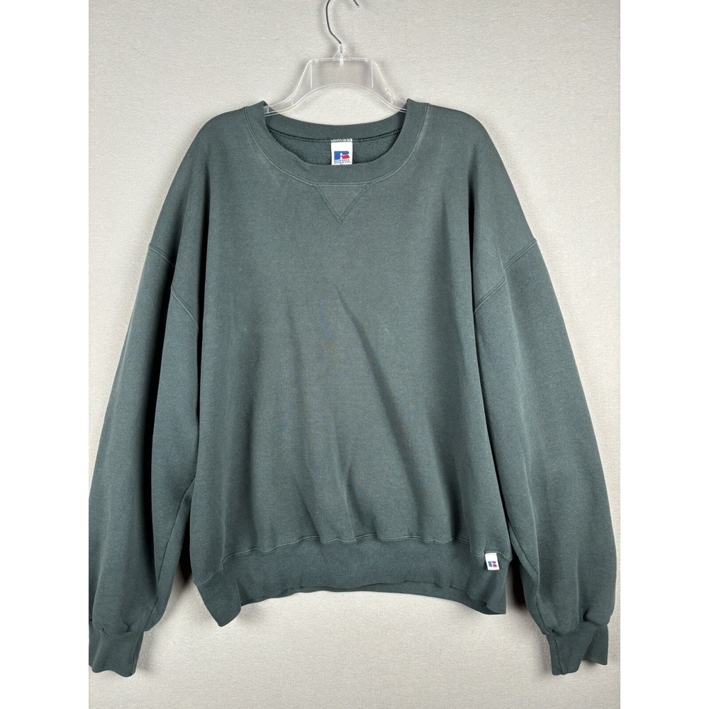 Vintage Russell Athletic Men's Sweater XL Green Crewneck Blank Mexico 2526